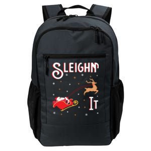 Sleighin It Funny Christmas Pun Sleighing Santa Sleigh Xmas Gift Daily Commute Backpack