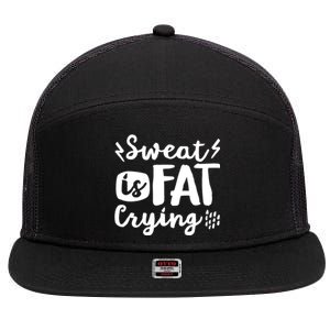 Sweat Is Fat Crying Fun Doodle Funny Workout Saying Cry Gift 7 Panel Mesh Trucker Snapback Hat