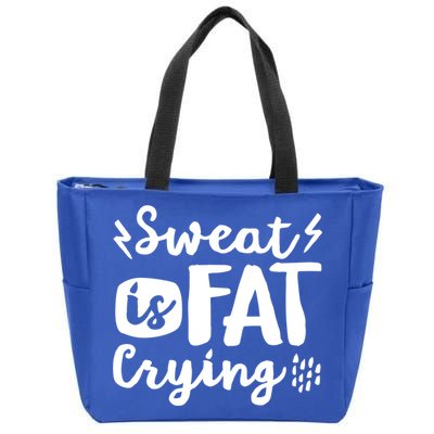 Sweat Is Fat Crying Fun Doodle Funny Workout Saying Cry Gift Zip Tote Bag