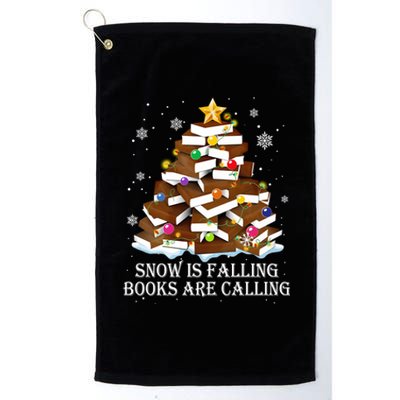 Snow Is Falling Books Are Calling Christmas Tree Books Lover Gift Platinum Collection Golf Towel