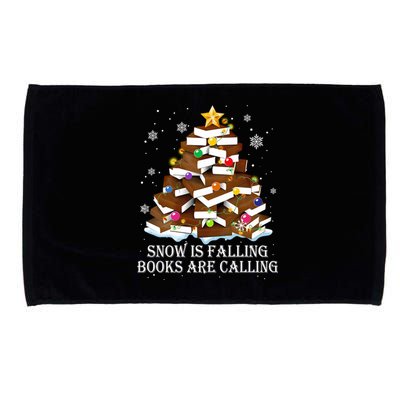 Snow Is Falling Books Are Calling Christmas Tree Books Lover Gift Microfiber Hand Towel