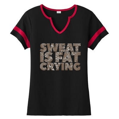 Sweat Is Fat Crying Funny Comical Gift Fitness Gym Gift Ladies Halftime Notch Neck Tee