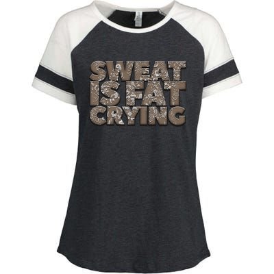 Sweat Is Fat Crying Funny Comical Gift Fitness Gym Gift Enza Ladies Jersey Colorblock Tee