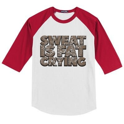 Sweat Is Fat Crying Funny Comical Gift Fitness Gym Gift Kids Colorblock Raglan Jersey