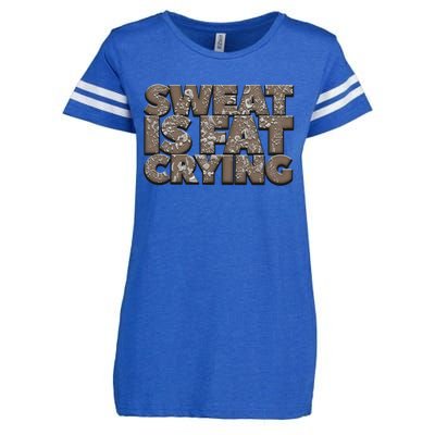 Sweat Is Fat Crying Funny Comical Gift Fitness Gym Gift Enza Ladies Jersey Football T-Shirt