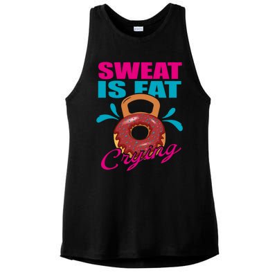 Sweat Is Fat Crying Bodybuilding Workout Gym Gift Ladies PosiCharge Tri-Blend Wicking Tank