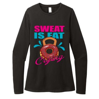 Sweat Is Fat Crying Bodybuilding Workout Gym Gift Womens CVC Long Sleeve Shirt