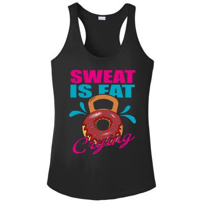 Sweat Is Fat Crying Bodybuilding Workout Gym Gift Ladies PosiCharge Competitor Racerback Tank