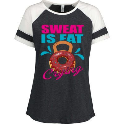 Sweat Is Fat Crying Bodybuilding Workout Gym Gift Enza Ladies Jersey Colorblock Tee