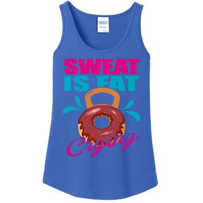 Sweat Is Fat Crying Bodybuilding Workout Gym Gift Ladies Essential Tank