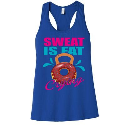 Sweat Is Fat Crying Bodybuilding Workout Gym Gift Women's Racerback Tank