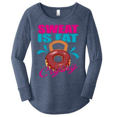 Sweat Is Fat Crying Bodybuilding Workout Gym Gift Women's Perfect Tri Tunic Long Sleeve Shirt