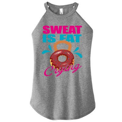 Sweat Is Fat Crying Bodybuilding Workout Gym Gift Women's Perfect Tri Rocker Tank