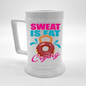 Sweat Is Fat Crying Bodybuilding Workout Gym Gift Beer Stein