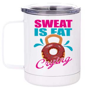 Sweat Is Fat Crying Bodybuilding Workout Gym Gift 12 oz Stainless Steel Tumbler Cup