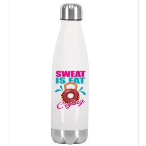 Sweat Is Fat Crying Bodybuilding Workout Gym Gift Stainless Steel Insulated Water Bottle