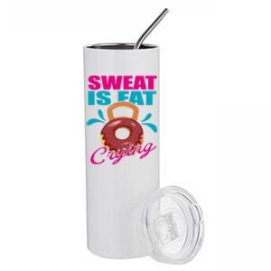 Sweat Is Fat Crying Bodybuilding Workout Gym Gift Stainless Steel Tumbler