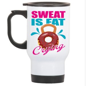 Sweat Is Fat Crying Bodybuilding Workout Gym Gift Stainless Steel Travel Mug