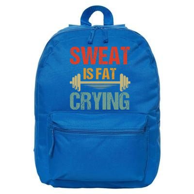 Sweat Is Fat Crying Retro Vintage Workout Gym Fitness Gift 16 in Basic Backpack