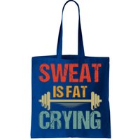 Sweat Is Fat Crying Retro Vintage Workout Gym Fitness Gift Tote Bag