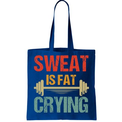 Sweat Is Fat Crying Retro Vintage Workout Gym Fitness Gift Tote Bag