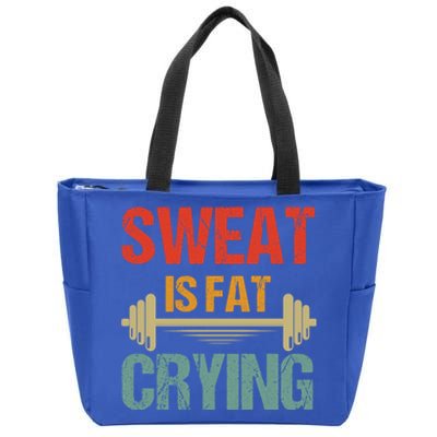 Sweat Is Fat Crying Retro Vintage Workout Gym Fitness Gift Zip Tote Bag