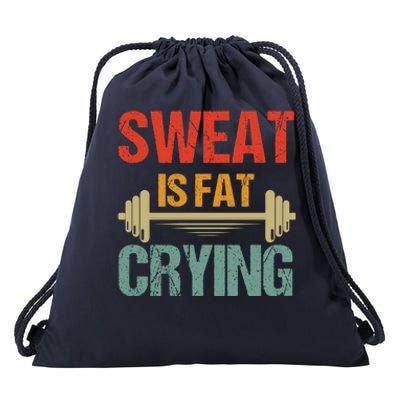 Sweat Is Fat Crying Retro Vintage Workout Gym Fitness Gift Drawstring Bag