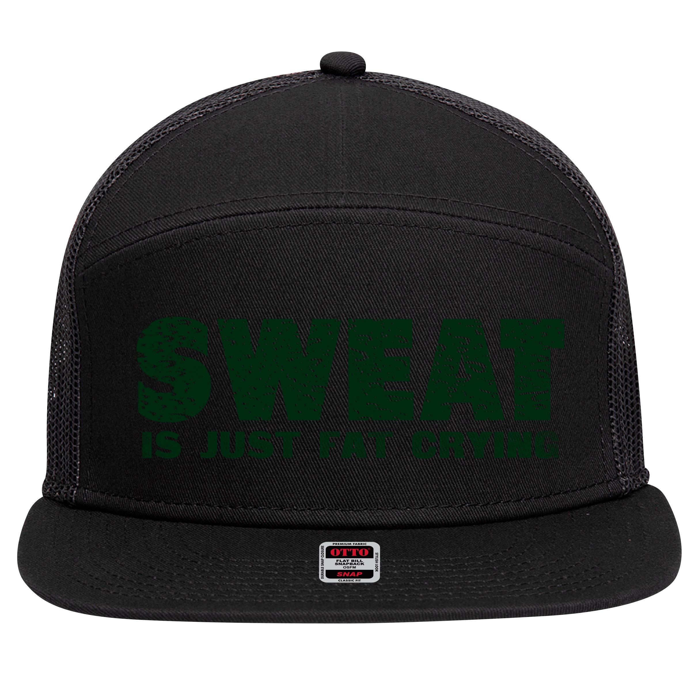 Sweat Is Fat Crying Gift 7 Panel Mesh Trucker Snapback Hat