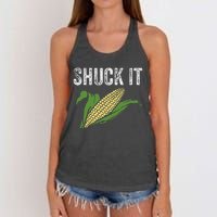 Shuck It Funny Farmer Corn Lover Market Festival Women's Knotted Racerback Tank