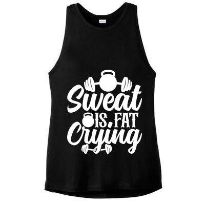 Sweat Is Fat Crying Workout Fitness Gym Funny Bodybuilding Gift Ladies PosiCharge Tri-Blend Wicking Tank