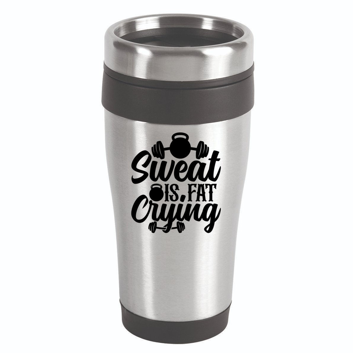 Sweat Is Fat Crying Workout Fitness Gym Funny Bodybuilding Gift 16oz Travel Tumbler