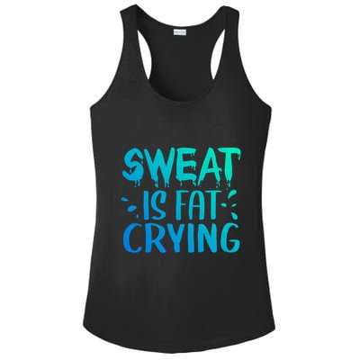 Sweat Is Fat Crying Funny Gym Work Out Gift Ladies PosiCharge Competitor Racerback Tank