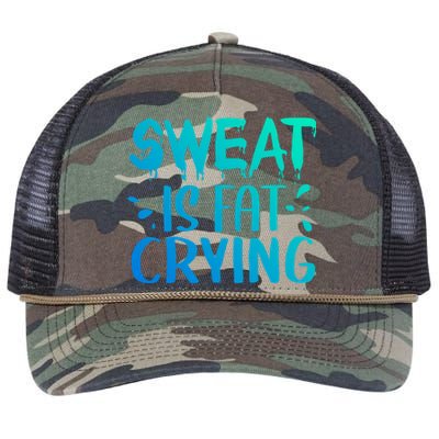 Sweat Is Fat Crying Funny Gym Work Out Gift Retro Rope Trucker Hat Cap