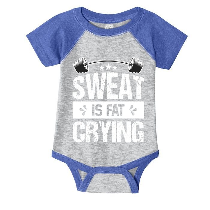 Sweat Is Fat Crying Workout Gym Fitness Cool Gift Infant Baby Jersey Bodysuit