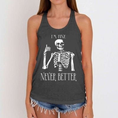 Skeleton IM Fine Never Better Women's Knotted Racerback Tank