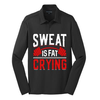 Sweat Is Fat Crying Cute Gift Silk Touch Performance Long Sleeve Polo