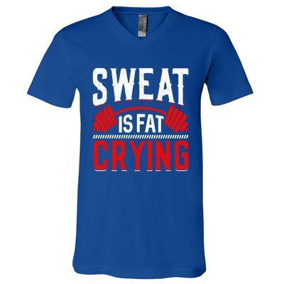 Sweat Is Fat Crying Cute Gift V-Neck T-Shirt