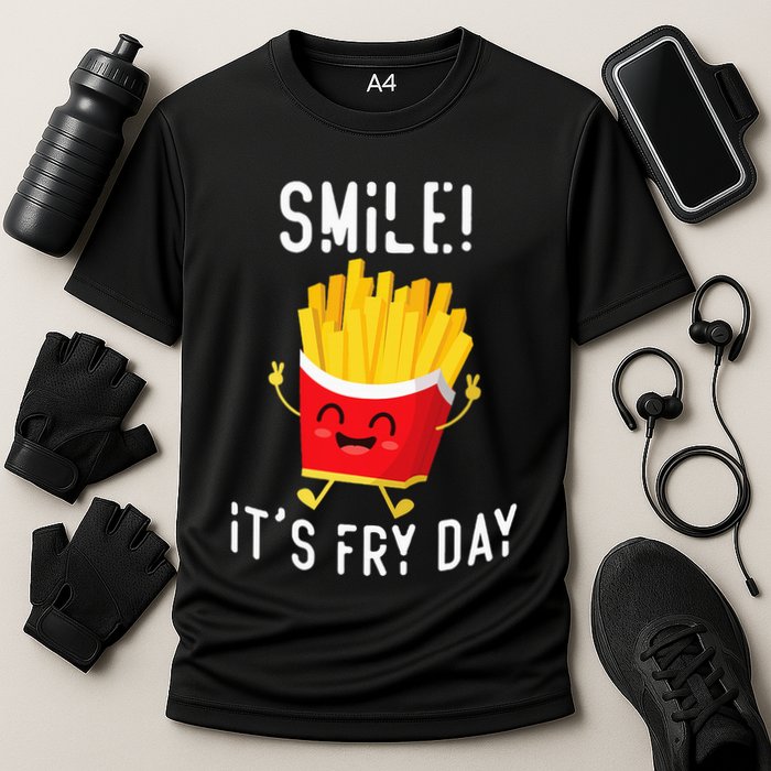 Smile ItS Fry Day Funny Kawaii Hot Fries French Fries Lover Cooling Performance Crew T-Shirt