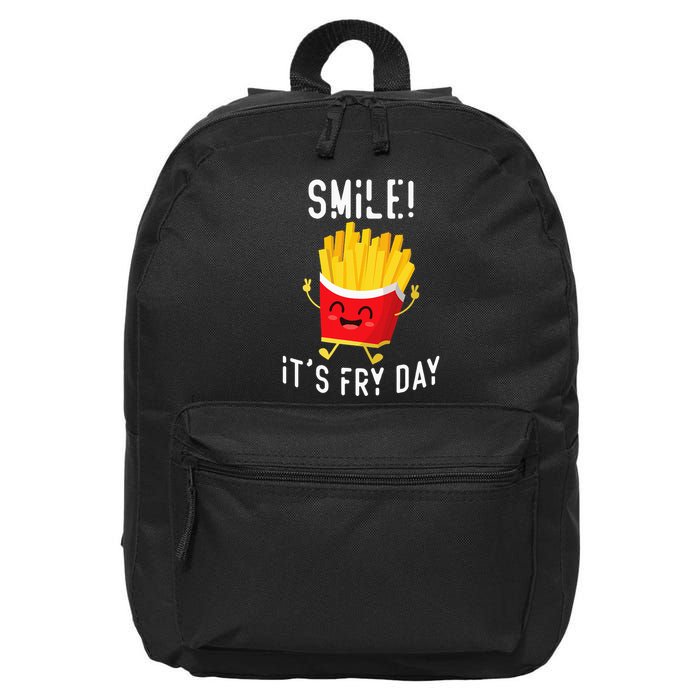 Smile ItS Fry Day Funny Kawaii Hot Fries French Fries Lover 16 in Basic Backpack
