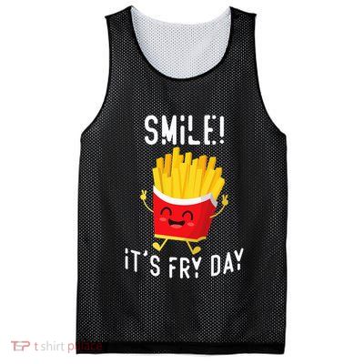 Smile ItS Fry Day Funny Kawaii Hot Fries French Fries Lover Mesh Reversible Basketball Jersey Tank
