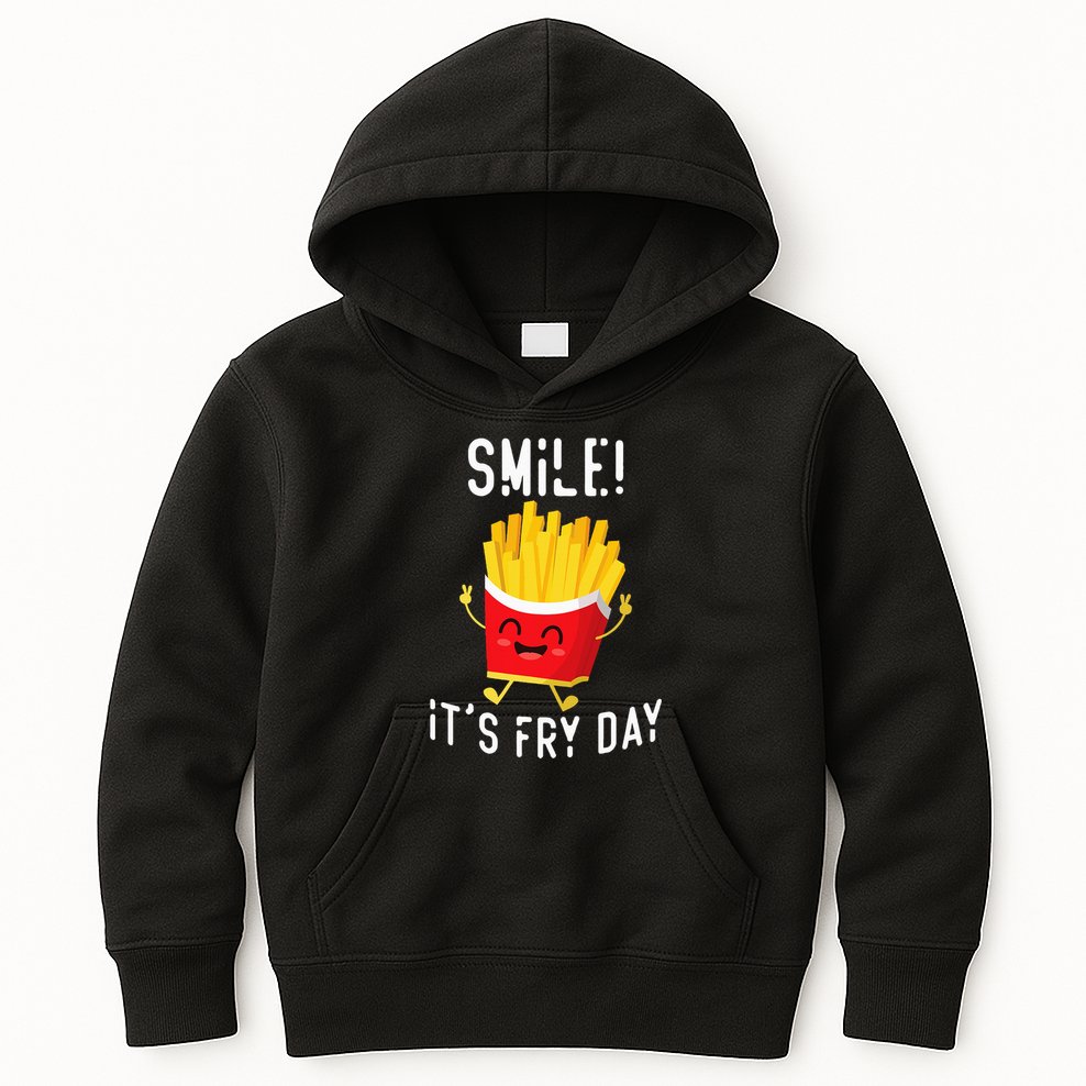 Smile ItS Fry Day Funny Kawaii Hot Fries French Fries Lover Kids Hoodie