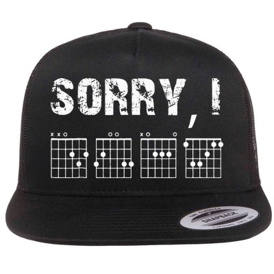 Sorry IDGAF Funny Hidden Message Guitar Chords For Lover Flat Bill Trucker Hat