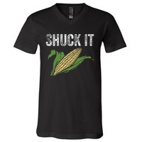 Shuck It Funny Farmer Corn Lover Market Festival Gift V-Neck T-Shirt