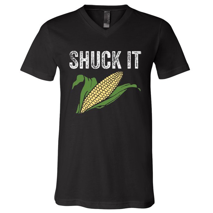 Shuck It Funny Farmer Corn Lover Market Festival Gift V-Neck T-Shirt