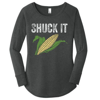 Shuck It Funny Farmer Corn Lover Market Festival Gift Women's Perfect Tri Tunic Long Sleeve Shirt