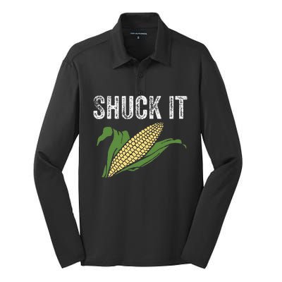 Shuck It Funny Farmer Corn Lover Market Festival Gift Silk Touch Performance Long Sleeve Polo