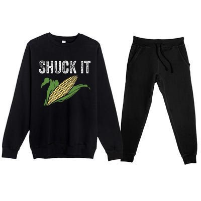 Shuck It Funny Farmer Corn Lover Market Festival Gift Premium Crewneck Sweatsuit Set