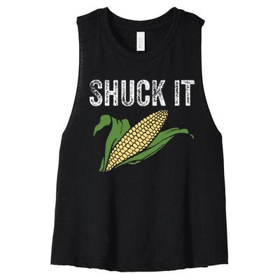 Shuck It Funny Farmer Corn Lover Market Festival Gift Women's Racerback Cropped Tank