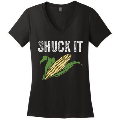 Shuck It Funny Farmer Corn Lover Market Festival Gift Women's V-Neck T-Shirt