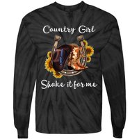 Shakes It For Me Country Music Cowgirl Boots Sunflower Tie-Dye Long Sleeve Shirt